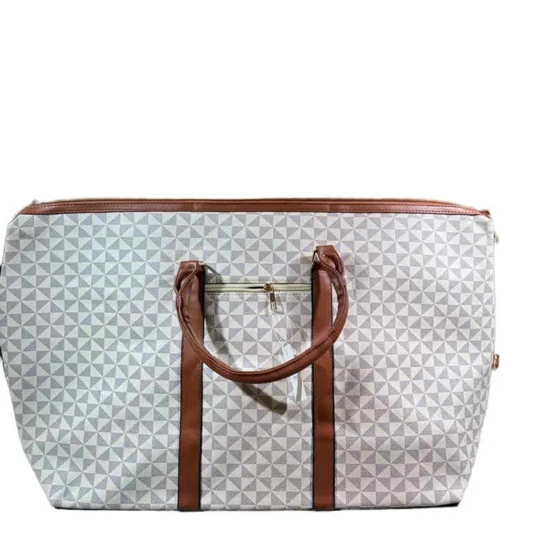 Women’s luxury beige geometric duffle bag