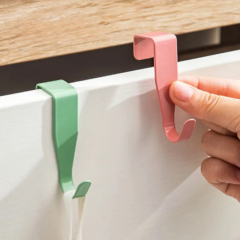 4pcs Easy Over-the-Door HooksColorful Over-the-Door Hooks - Easy Install, Metal Storage Hangers for Kitchen, Office, and Bathroom Accessories, Utility Hooks, Bathroom Organizing Accessories, Home Organizer Hook, Metal Organiser Hook
