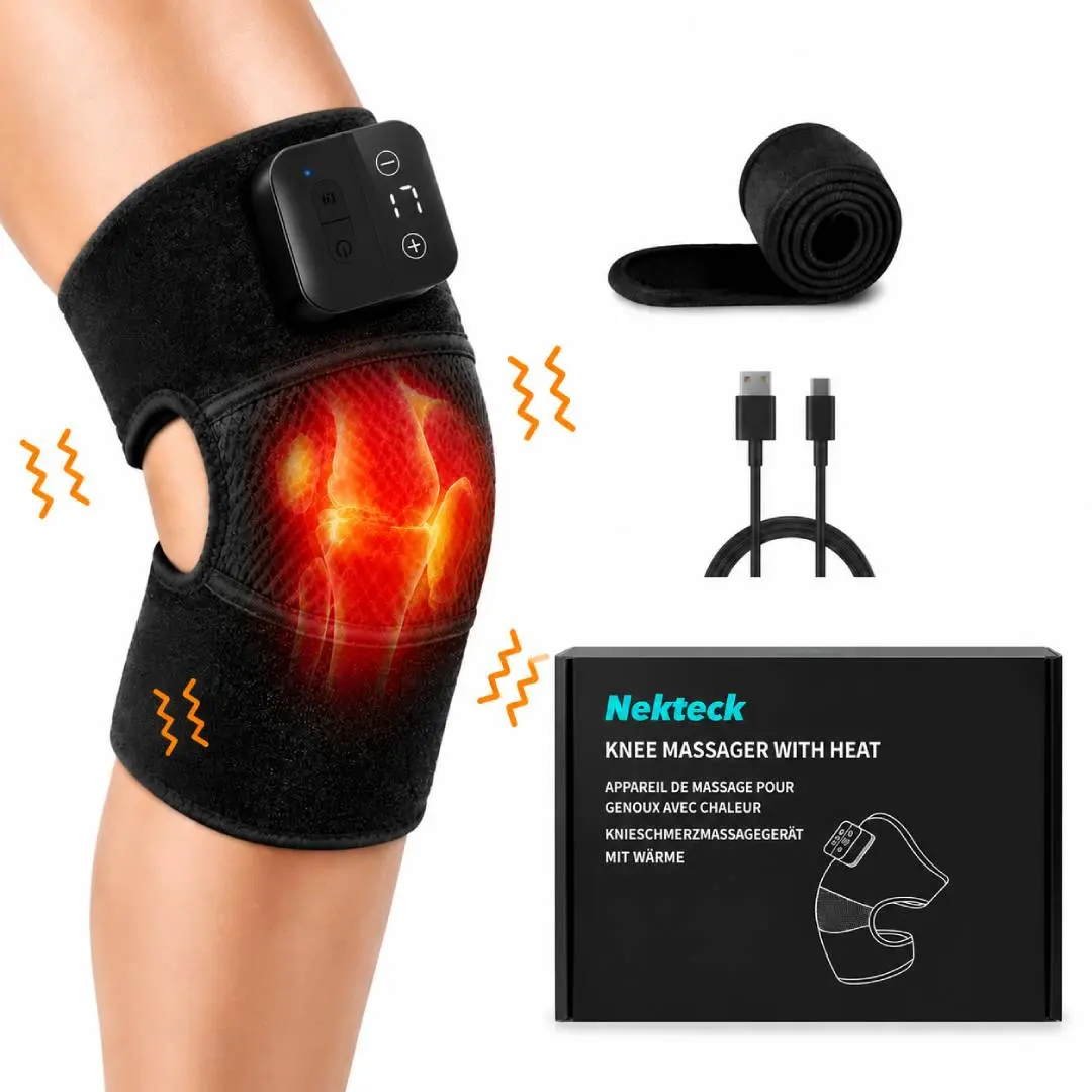 Nekteck 3 In 1 Cordless Heated Knee Massager - 5 Heat Levels 3 Massage Modes 2000mAh Rechargeable Type C Charging 20 Mins Timed Cycle Portable For Home Office Car Perfect Wellness Gift For Mom Dad Elder Family