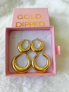 18k Gold Plated Moon Hoops In 2 Size Options