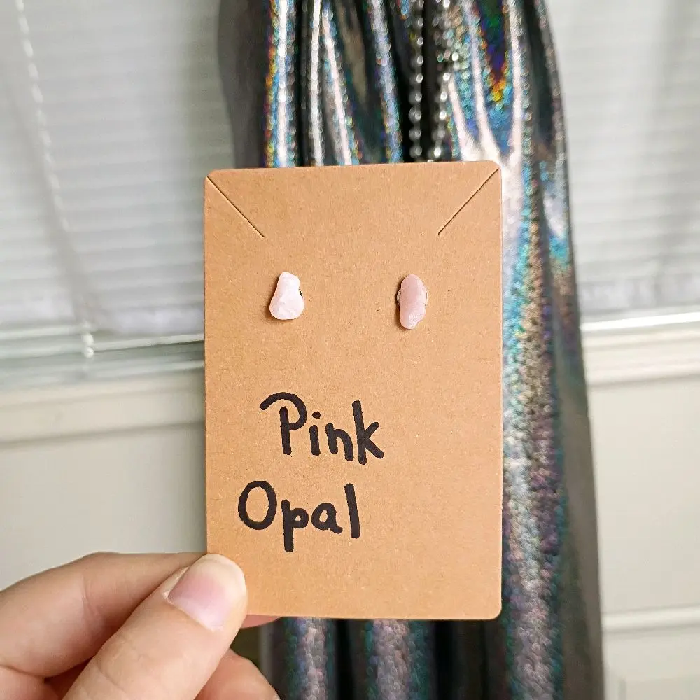 Pink Opal Crystal Stud Earrings