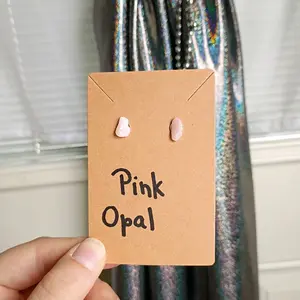 Pink Opal Crystal Stud Earrings