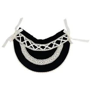 OIDEA Women's Victorian Lolita Hair Bonnet, Soft Acrylic with Lace Ruffles, Bow Accents, Cross Tie Straps & Built-in Adjustable Headband (54–58Cm), Gothic Tea Party Costume Accessory, Gift