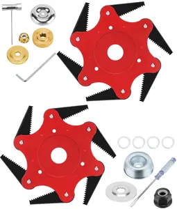 2PCS Steel Trimmer Head 6 Steel 65Mn Razors Trimmer Head, Weed Eater Blades for Brush Cutter, Trimmer, Weed Eater (Adapter Kits Included) HK