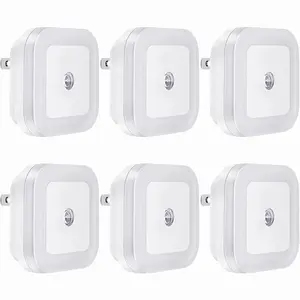 Night Lights Plug into Wall 6 Pack, Plug in Night Light, Dusk to Dawn Nightlight Led Night Lights for Bedroom, Bathroom, Hallway Warm White