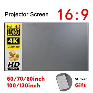 Smart WiFi Bluetooth 4K Foldable Portable Projector Screen Simple Curtain Anti-Light 60/70/80/100/120 Inches Projection Screens for Home Outdoor Office Projector