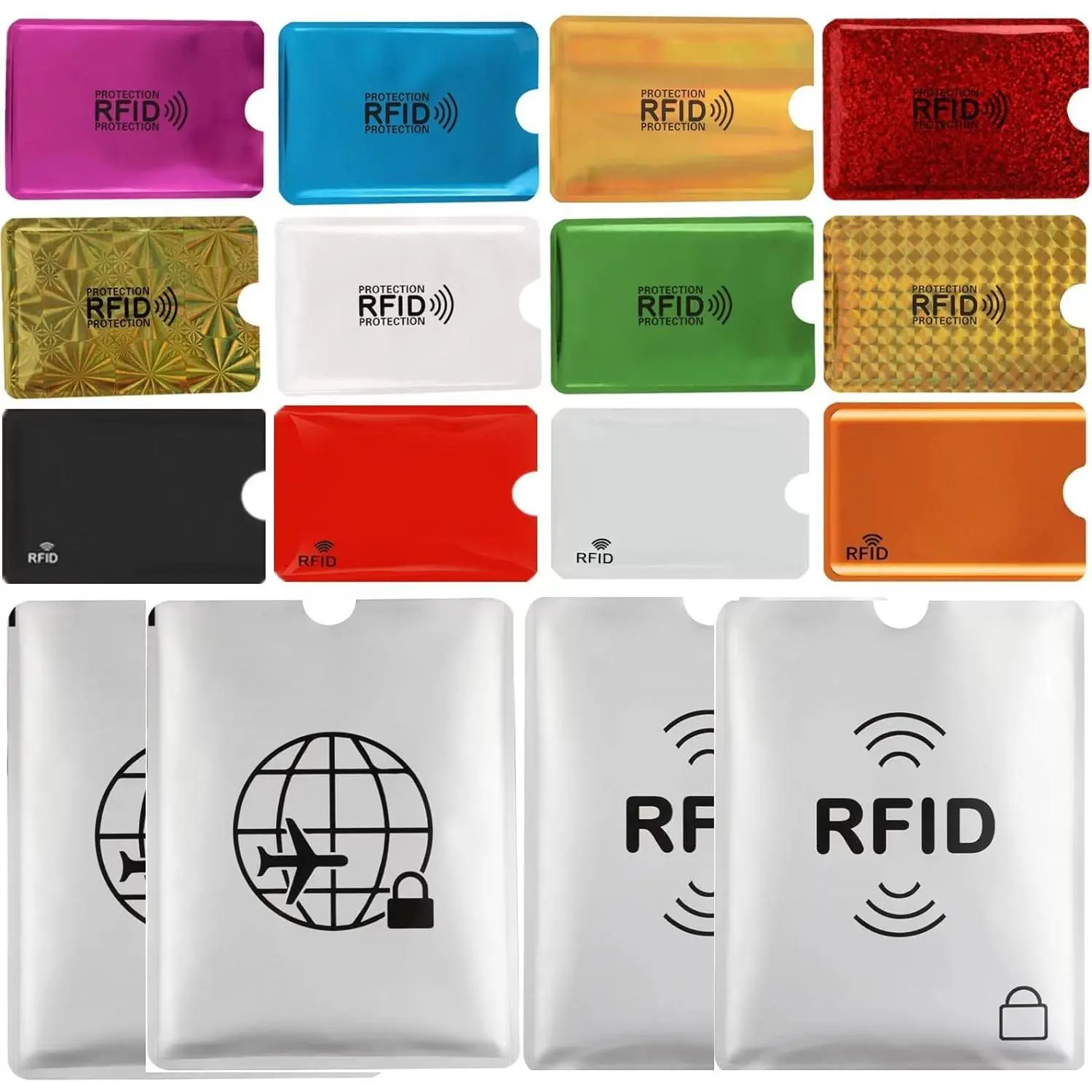 16 RFID Blocking Sleeves Set (12 Colorful Credit Card Protector RFID Blocking Sleeve & 4 RFID Passport Holder). Effectively Protect Your Credit, Debit, and ID Cards From  .