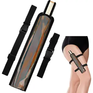 Summer Rave Fan Holster Rave Fan Holder Folding Hand Pouch Foldable Sleeves with  Belt for Thigh Party