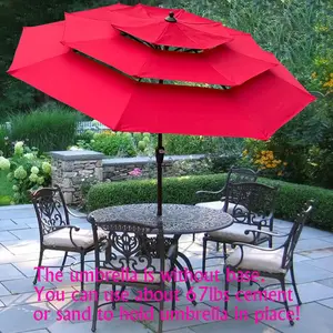 9Ft 3-Tiers Outdoor Patio Umbrella with Crank and tilt and Wind Vents for Garden Deck Backyard Pool Shade Outside Deck Swimming Pool