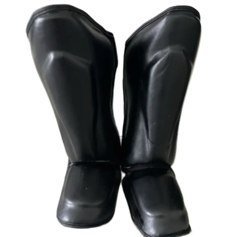 Knockout Adult PU Leather Shin Guards for MMA & Muay Thai, Adjustable High Support with Instep Protection for Training & Sparring, Adjustable High Support Protective Gear