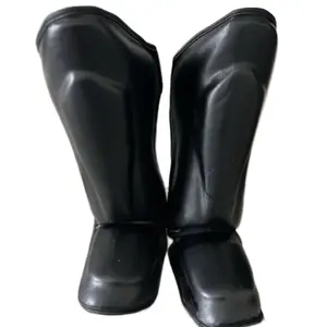 Knockout MMA Muay Thai Shin Guards for Adults - S/M Pu Leather Kickboxing Training Pads with Velcro Straps and Instep Protection