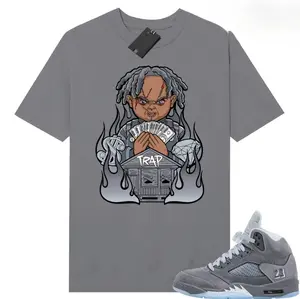 Charcoal Color Shirt Matching AJ 5 Wolf Grey, Wolf Grey 5 Shirt, Wolf Grey 5s Outfit Men, Crew Neck Comfortable Short Sleeve Tee, Gift For Sneakerhead