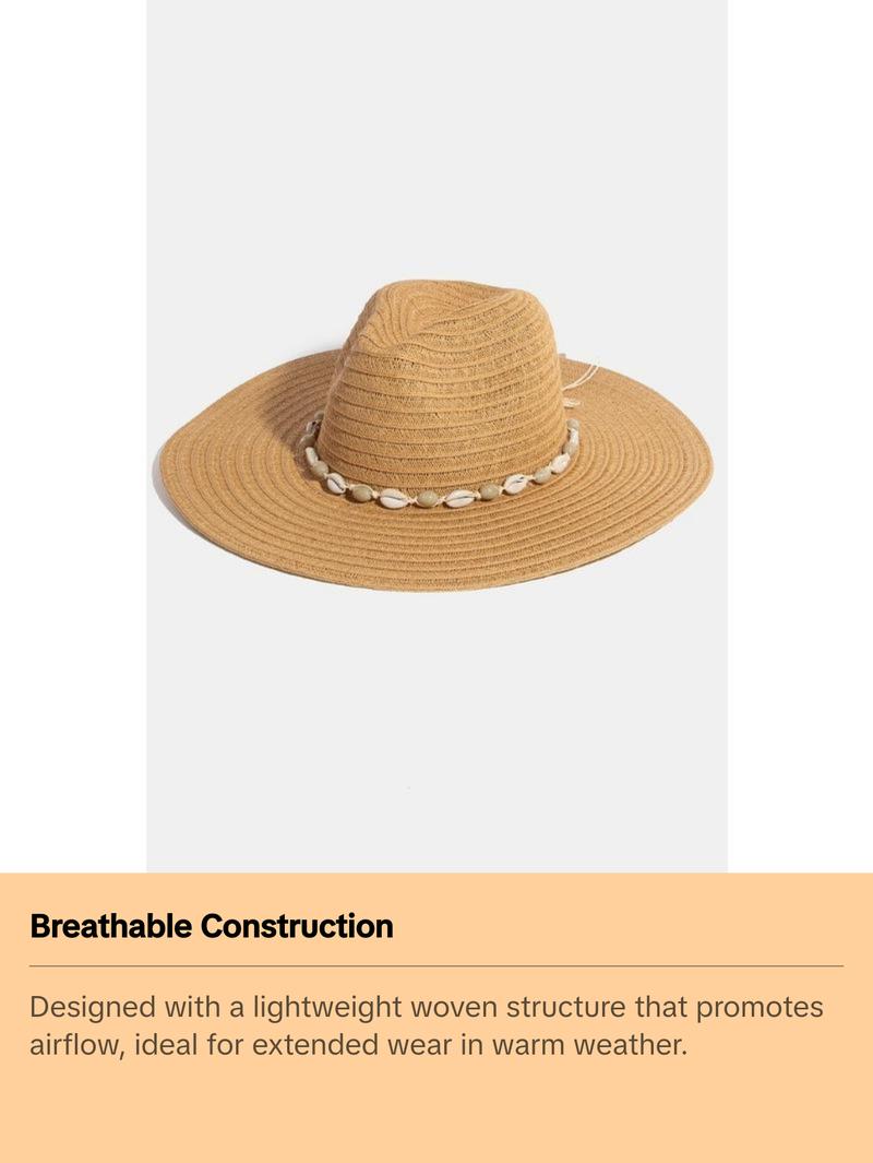 Fame Shell Beaded Wide Brim Straw Hat