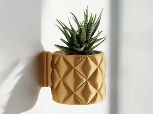 Quilted Wall Planter – Plush-Look Indoor Plant Holder with Removable Drainage Tray | Modern Wall Hanging Planter for Succulents, Herbs, Flowers, Home & Office Decor (Gold)