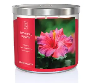 Tropical Bloom 3-Wick Candle Jar — Hibiscus and Fresh Strawberry Scented Ideal for Home Fragrance