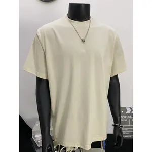 Men's Cotton T-Shirt Solid Color Beige Round Neck 100% Cotton Unisex Casual Wear Everyday Gift Soft Fabric Comfortable for Ages 18-35 & 35+ Streetwear Top Crewneck Tshirt