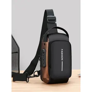 Fashionable Trendy Letter Contrasting Chest Bag, Niche Simple Portable Shoulder Messenger Bag, Headphone Jack Design Small Bag, Versatile and Large Capacity, Suitable for Daily Outings, Shopping, Fashionable Versatile Purse, Casual messenger bags