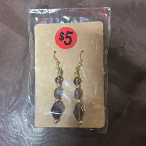 Purple beaded drop earrings