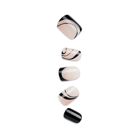 Impress Design No Glue Fake Press On Nails - Wide Fit - Black Dress | Design, Black, Wide Fit, Squoval, Manicure