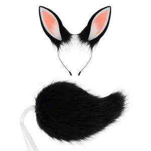 2pcscutebunnysuit-cuteearheadbandandshorttail,multi-colorselectionforEaster,dressupdance,Halloween,ChristmaspartyMasksWhite