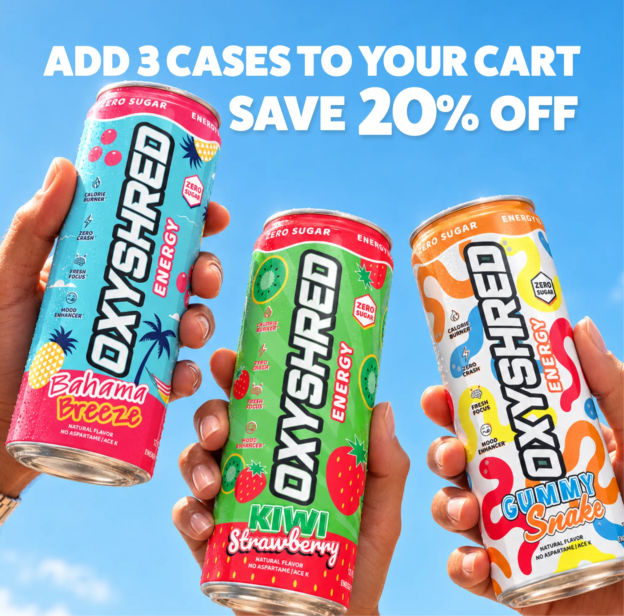 OxyShred Energy Drink 12 Pack - Energy Boost & Focus Support - 180mg Caffeine - Zero Sugar & Vegan - Ready-to-Drink Energy for Workouts & Busy Days