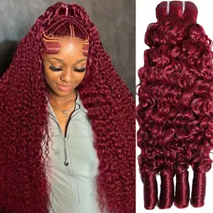 MsSunlight 15A Burgundy 99J Burmese Curly Bundles 100% Human Hair Red Bundles Raw Unprocessed Human Hair Extensions 1/3/4 Pcs