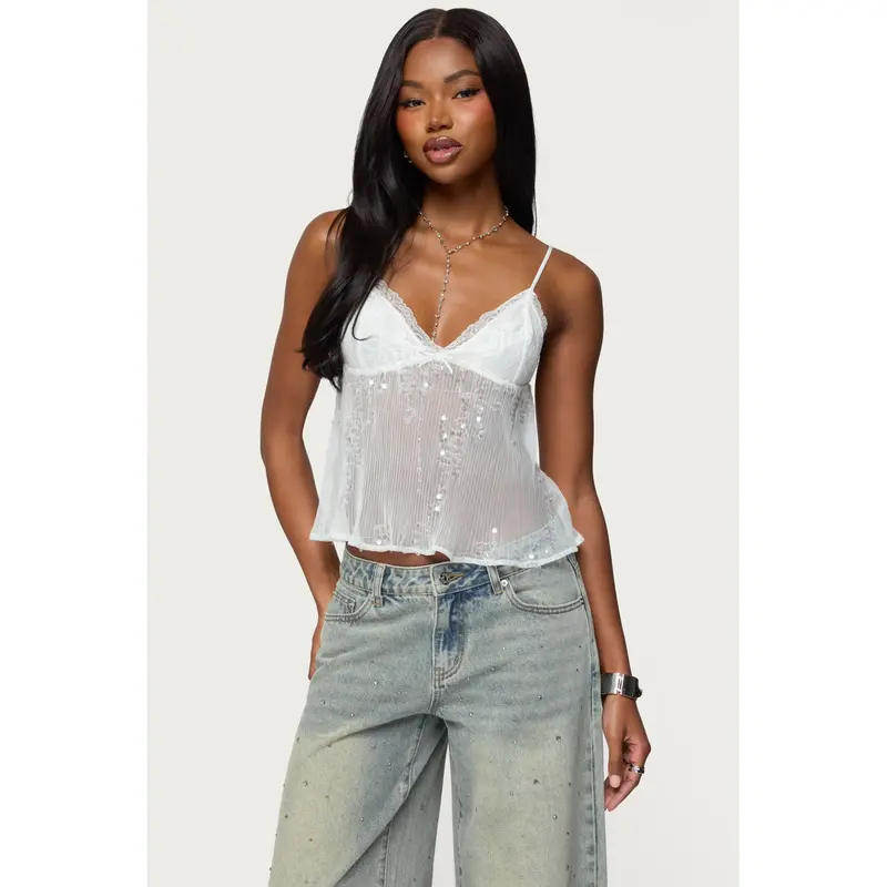 sheer camisole top - TikTok Shop