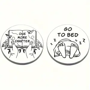 Funny Book Reading Design Coin, 1 Count Reading Chapter Decision Coin, Reading Gift for Book Lovers, Birthday Gift for Men & Women