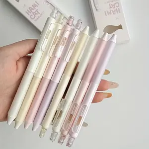 4/8Pcs cute cat gel pen, 0.5mm fine tip, pearlescent glitter pen body, quick-drying black ink, smooth writing, suitable for notebooks and office use, gifts for cat lovers, must-have for back to school