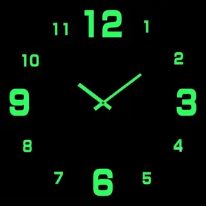 Large Size Digital Wall Clock, 1 Count Battery Powered Silent Operation Wall Clock, Luminous Wall Clock for Living Room & Bedroom, Decor (The Luminous Style Only Emits Light in Dark Environments)