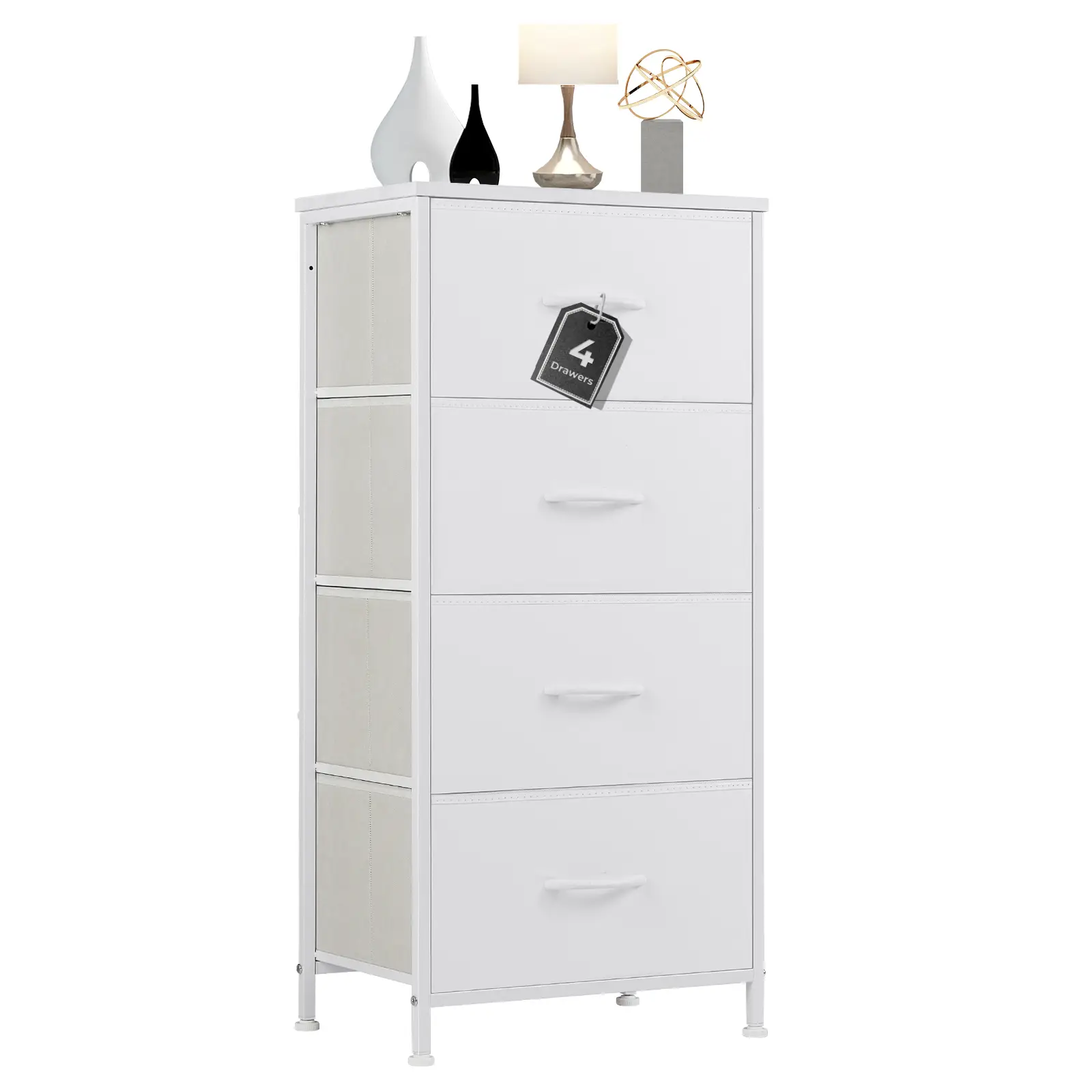 Cupboards Cabinets Dresser for Bedroom, Storage Drawers, Fabric Storage Tower with 4 Drawers, Organizer Unit, with Wooden Top for Closet, Living Room