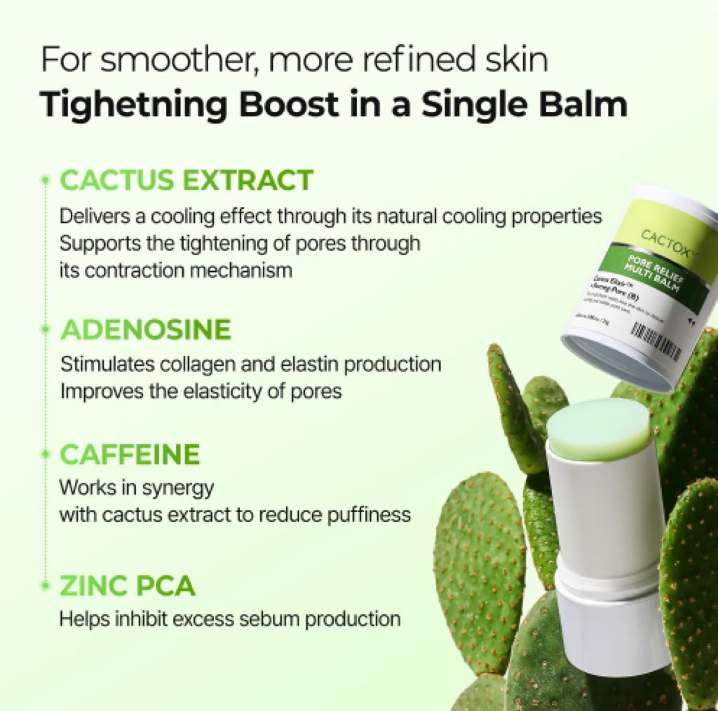 [Dr. Melaxin Authentic] CACTOX Pore-Soothing Multi-Repair Balm — Infused with Cactus Extracts: Cooling & Soothing, Reduces Swelling & Firms Skin — Specially Formulated for Visible Pore Concerns