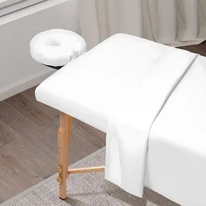 Massage Table Sheets, 3 Piece Set Premium Microfiber Massage Sheet Set, Ultra-Light Massage Table Cover, Soft Massage Sheets Sets Include Flat Sheet, Fitted Sheet, and Massage Face Rest Cover(White/Beige/Grey/Blue)