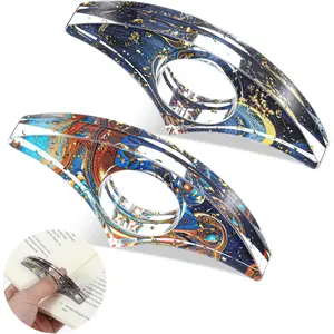 2 count Book Page Holder Book Thumb Page Holder Thumb Ring Books Marks for Reading Accessories Transparent Bookmarks for Women   Christmas Gifts for Books Lovers Teacher Readers(Blue)