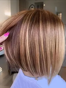 Women's Short Straight Hair Wig Synthetic Material Wigs Without Bangs, Fashion Style, Hot Selling for Women, Straight Bob Wigs