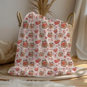 Sloth Valentines Day Cute Valentines Gift Blanket For Sloth Lovers, Valentine Sloth Decor Plush Bedding Photo,Valentine's Day Gift, Gift For Lover