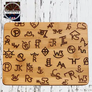 Cattle Brands Western Country Etched Mini Bamboo Wood Cutting Board 8 x 6 inches Chopping Kitchen Gift