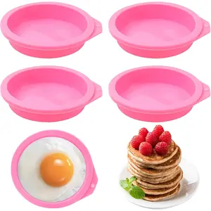 4 Pcs Air Fryer Egg Molds, Silicone Non-Stick Muffin & Toast Maker, Reusable Baking Cups Lids for Quick Cooking, Easy to Clean Air Fryer Accessories