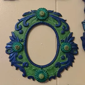 Colorful Floral Oval Frame – Hand Painted Boho Gothic Wall Decor