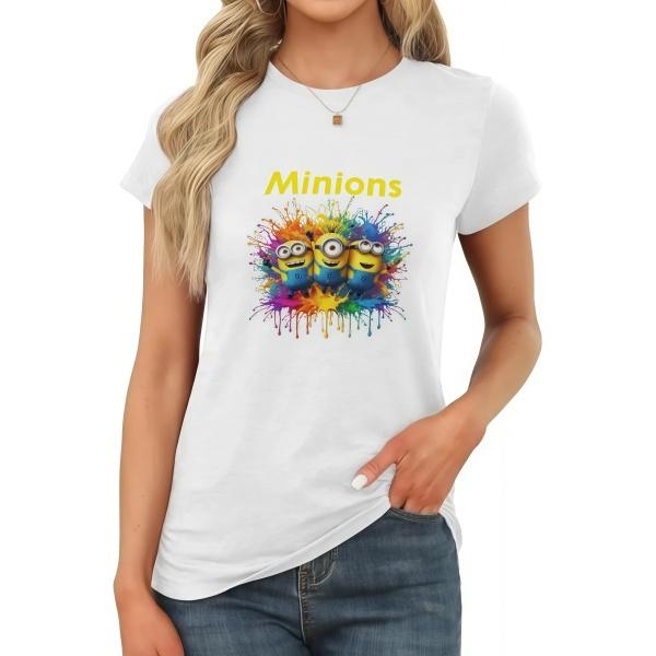 Minions Tie Dye Couple T-Shirts, Matching Cartoon Graphic Tees for Him & Her, Cute Funny Summer Casual Tops, Gift for Despicable Me Fans