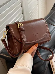Women's Solid Color Shoulder Bag, Fashionable Retro Wide Shoulder Bag for Daily Used, Casual Trendy Versatile High-quality Daily Commuting Bag