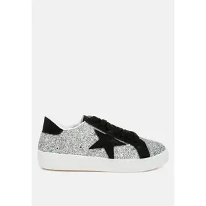 London Rag Womens Shinding Glitter Star Chunky Sneakers 7