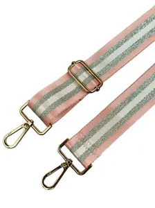Adjustable Crossbody Strap - Pink & Silver Striped