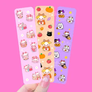 Cute Cow Bookmarks, soft touch silky matte, double sided fall spooky bookmark