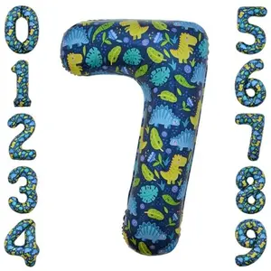 40 Inch Number 7 Dinosaur Balloon Dinosaur Birthday Decorations 7 Year Old Boy Party Supplies Number 7