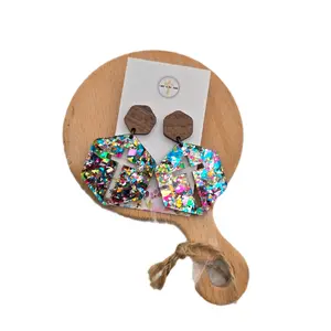 Joyful Noise Earrings - Lightweight Acrylic Confetti Earrings with Cross Cut-Out for Everyday Sparkle & Church Wear