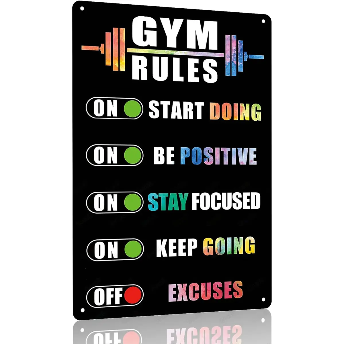 Gym Rules Signs Workout Motivational Quote Hanging Sign - Exercise Poster - Gym Room Sign for Men's Cave Interior Home Art Metal Tin Wall Decor 8x12 Inches