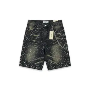 Mani Pearl Denim Shorts Washed Black