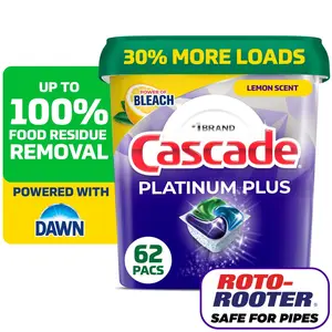 Cascade Platinum Plus Dishwasher Detergent Clean,Lemon  62 Count