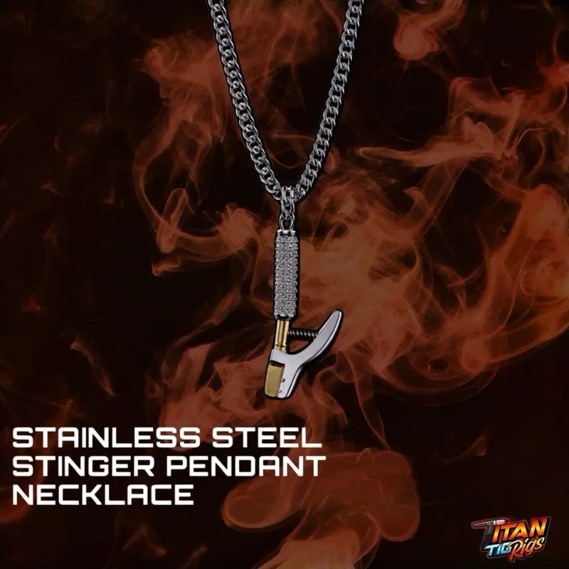 Stainless Steel Stick Pendant Necklace - 1.5 in Articulating Welding Stinger, 24 in Chain, Luxury Jewelry for Welders, Choking Hazard Small Parts Notice, Unisex, Solid, 1.5 Inches, Stainless Steel Plating, Metal Stick Detail